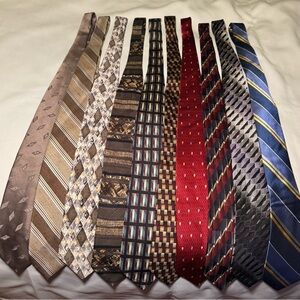Men's Tie Set of 10 - Tan, Gold, Brown, Red, Blue, Gray